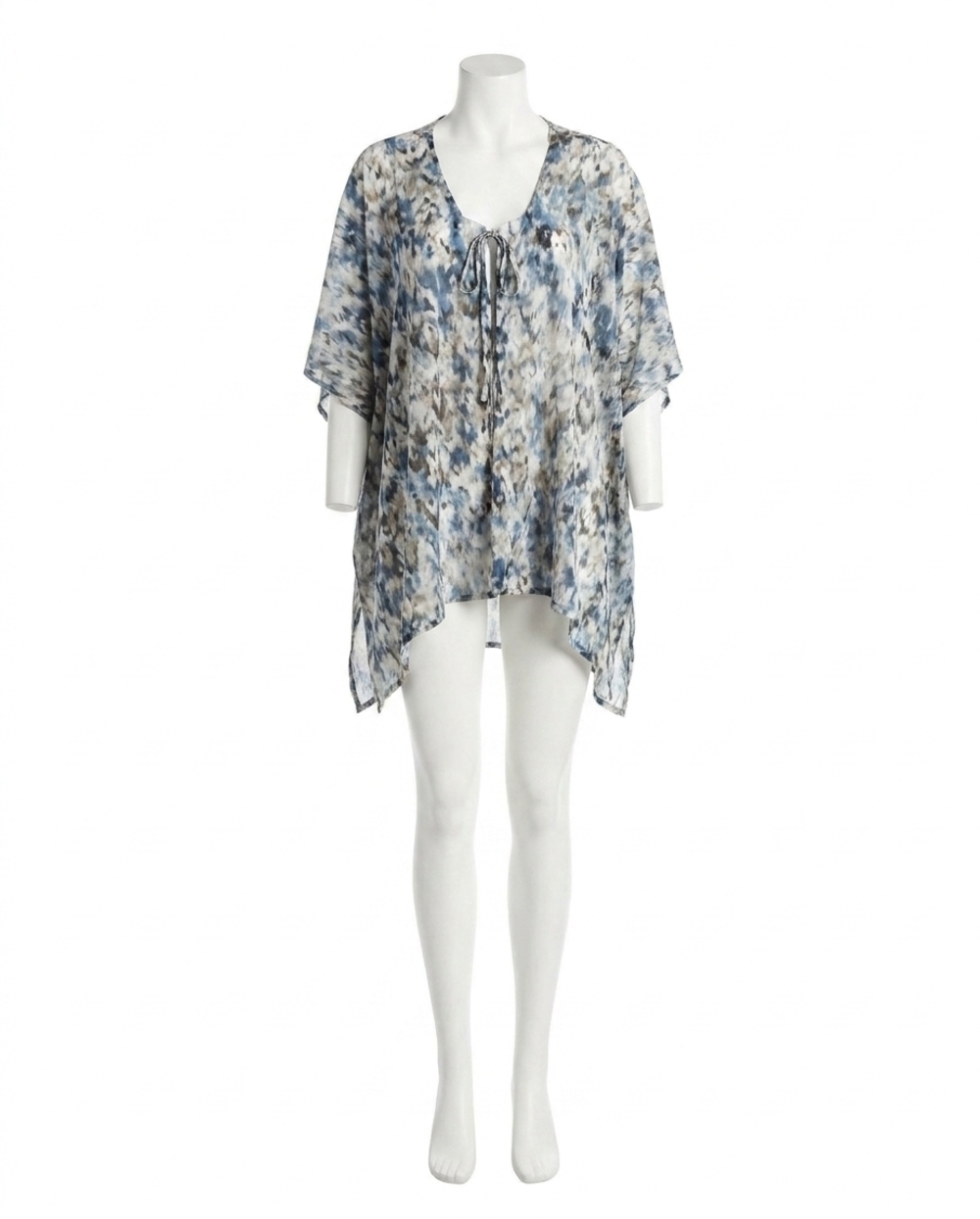 NEW MOLLY BRACKEN printed kimono beach cover up in denim tulum